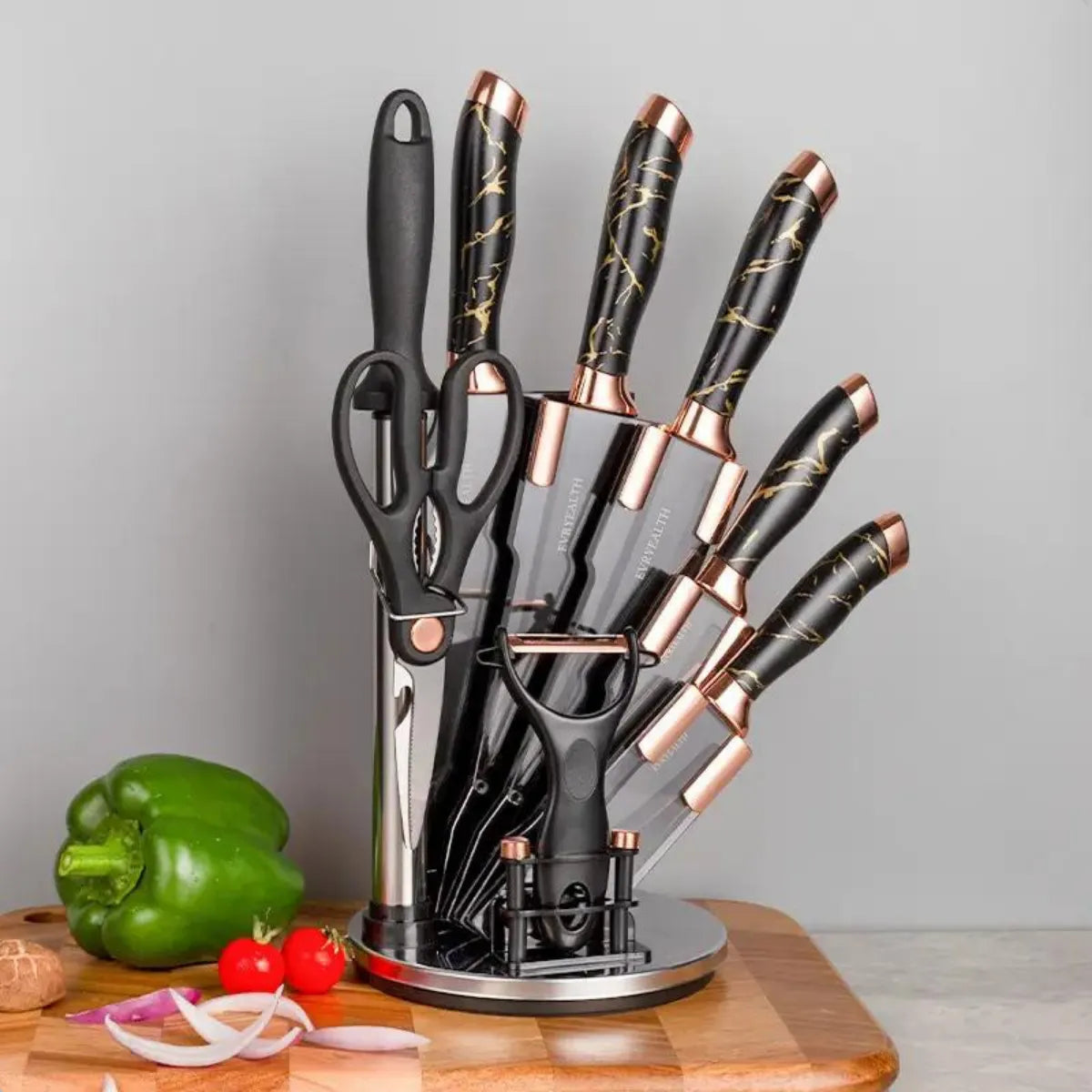 Jogo de Facas Gourmet 9 Peças Inox + Amolador (PROMOÇÃO)