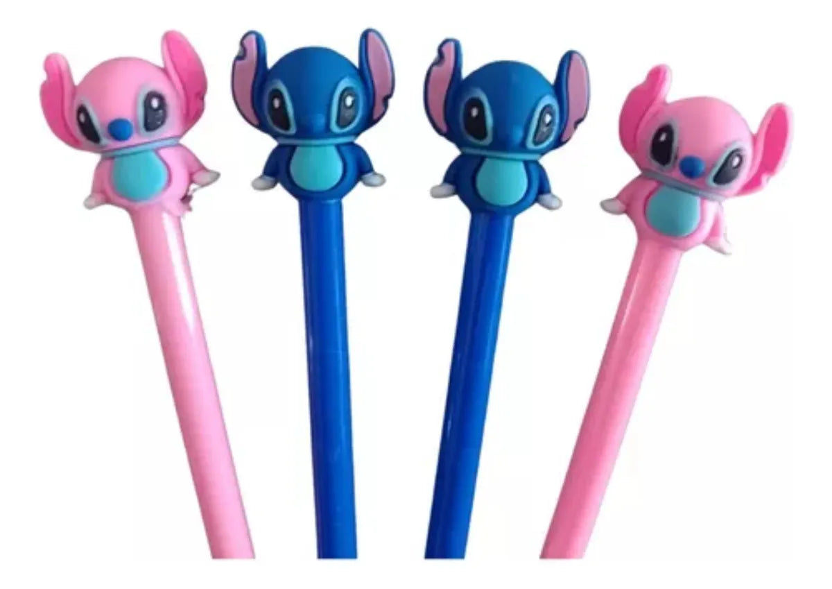 6 Lápis Infinito Stitch Disney Permanente Papelaria Escolar Marcação Preto